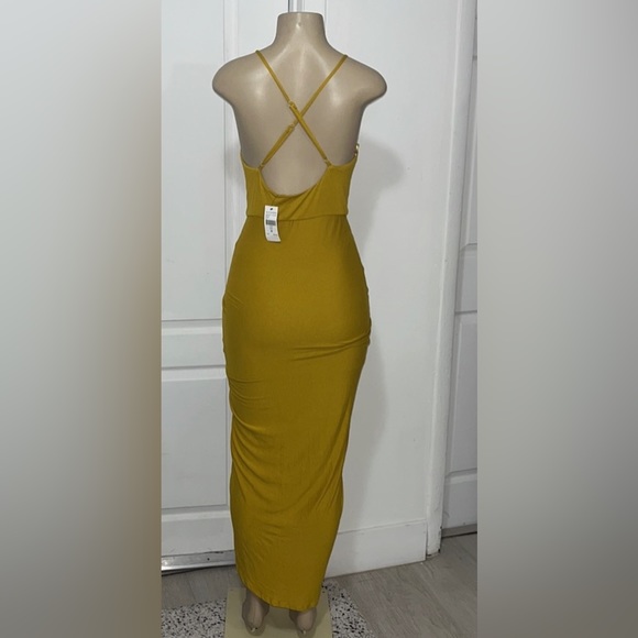 NWT FASHION NOVA Sexy Mustard Maxi Bodycon Dress - Picture 2 of 9